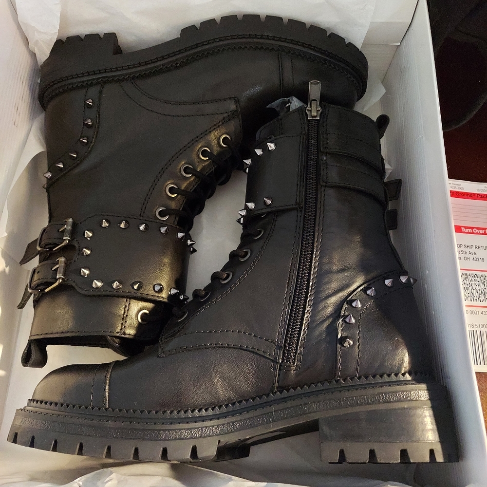 Women's studded combat boots